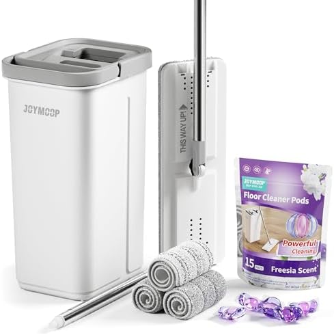 JOYMOOP Flat Mop System, Mop and Bucket Set, Commercial & Household Floor by JOYMOOP