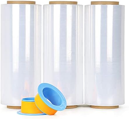 BOMEI PACK Clear Stretch Wrap Industrial Strength 12" x 1000 Ft 3 Pack by BOMEIPACK