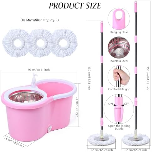 Cute Pink Mop and Bucket Set - Image 5