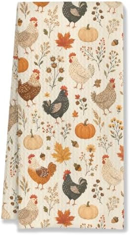 Fall Farmhouse Chicken Rooster Kitchen Hand Towels 16x24 Inch by HUGANE