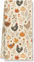Fall Farmhouse Chicken Rooster Kitchen Hand Towels 16x24 Inch by HUGANE