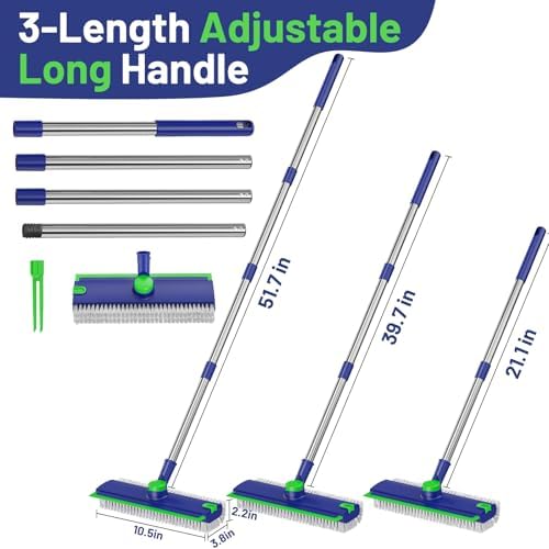3 in 1 Floor Scrub Brush with Long Handle & Squeegee - Image 2