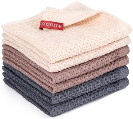 Kitchen Towels 6-Pack Kitchen Dish Cloths, 100% Cotton, 12x12 In by BOOMIBOO