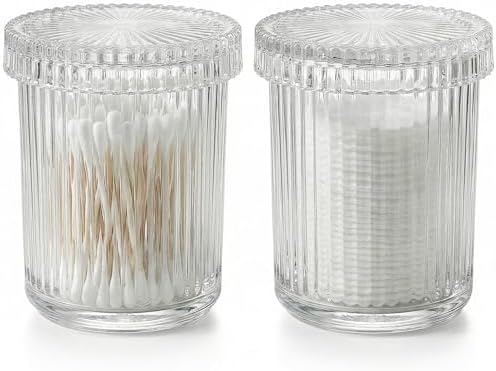 rejomiik 2 Pack Qtip Holder Glass Apothecary Jars by rejomiik