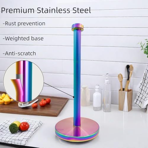 Stainless Steel Paper Towel Holder Countertop, Rainbow Kitchen Roll Holder Stand - Image 2