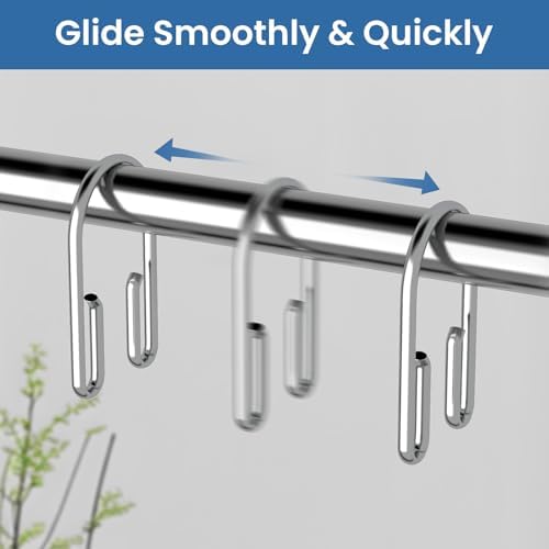 Chrome Shower Curtain Hooks Rings，Double Sided Shower Curtain Hooks Rust - Image 6