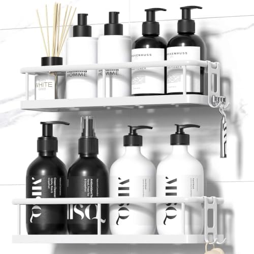 YASONIC Shower Caddy Adhesive, Rustproof Shower Organizer, Large Capacity by YASONIC