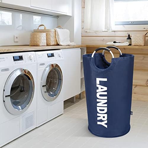 DOKEHOM 125L X-Large Laundry Basket Bag, Collapsible Tall Hamper, Dark Blue - Image 7