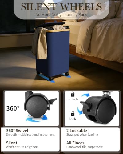 Laundry Hamper with Wheels, 75L Rolling Laundry Basket, Removable Inner Bag - Image 4