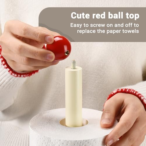 Paper Towel Holder, Cute Wooden Red Ball Kitchen Roll Stand Organizer - Image 5