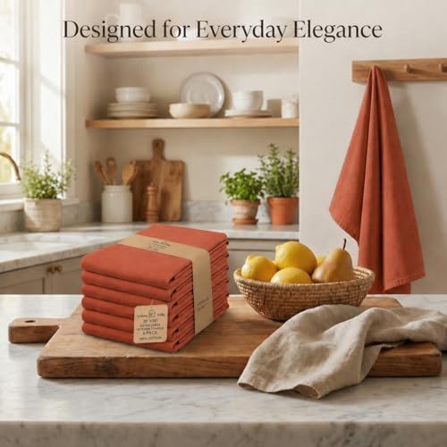 Urban Villa Kitchen Towels Cotton Dish Towels 20”x30” Rust - Image 5