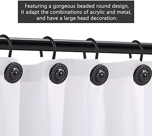 Black Shower Curtain Hooks, Rust Proof Decorative Shower Curtain Rings - Image 2
