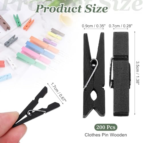 uxcell 200 Pcs Wooden Clothespins, 1.4 Inch Clothes Pins Wooden Colored Small - Image 2
