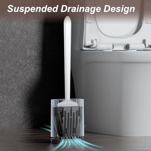 Sellemer Silicone Toilet Brush, Ventilation Slots Holder 1 Pack Pearl White - Image 5