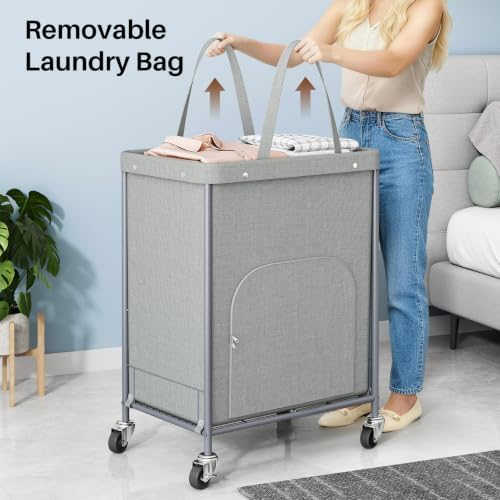 170L Large Laundry Basket with Wheels, Rolling Laundry Hamper Easy Access - Image 7