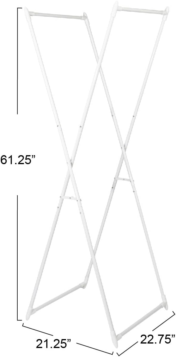 Household Essentials Valet Folding Clothes Rack, Strong Metal X-Frame, Chic - Image 2