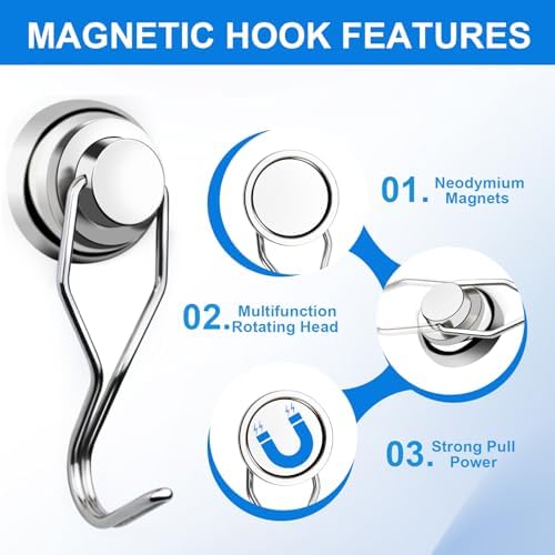 E BAVITE Magnetic Hooks 80LBS Swivel Swing Magnet Hooks Heavy Duty 10 Pack - Image 4