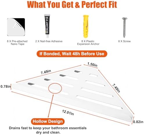 Fikoksol Shower Caddy Storage, Triangle Corner Shelf - Image 2