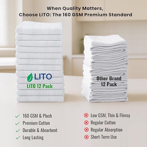 LITO LINEN AND TOWEL Flour Sack Towels – 100% Cotton, 28x28 Inches, Highly - Image 6