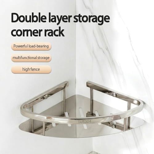Corner Shower Caddy, 304 Stainless Steel Bathroom Shelf Organizer, Wall Mounted - Image 5