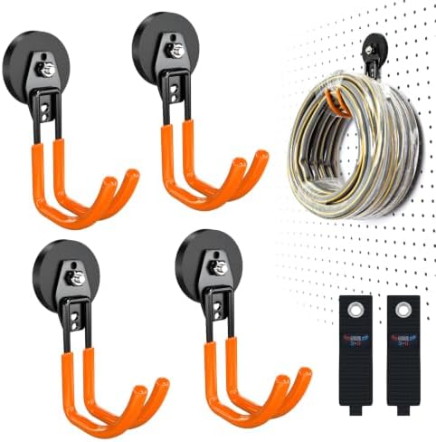 3-H Heavy Duty Magnetic Hooks, Large Magnet Hooks, 4 Pack Orange by 3-H