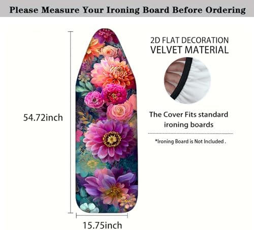 Nuxovilar Colorful Floral Ironing Board Cover 15x54 Inches Polyester - Image 4