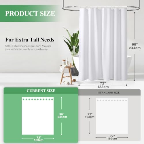 Dynamene Extra Long Waffle Shower Curtain 256 GSM Fabric 72x96 White - Image 2