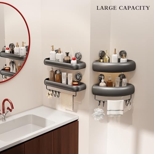 CICUFY Shower Caddy Suction Cup, 2 Pack No Drilling Corner Shower Shelves - Image 3