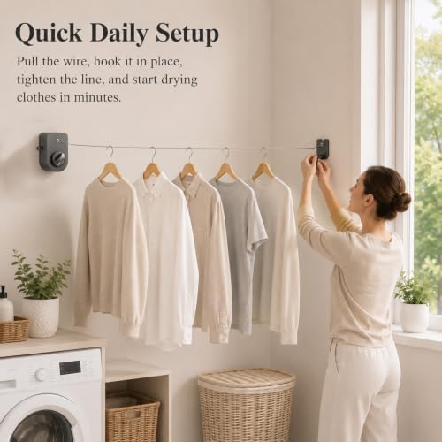 Retractable Clothesline Indoor Outdoor 13.7 Ft, Portable Heavy Duty Laundry - Image 7