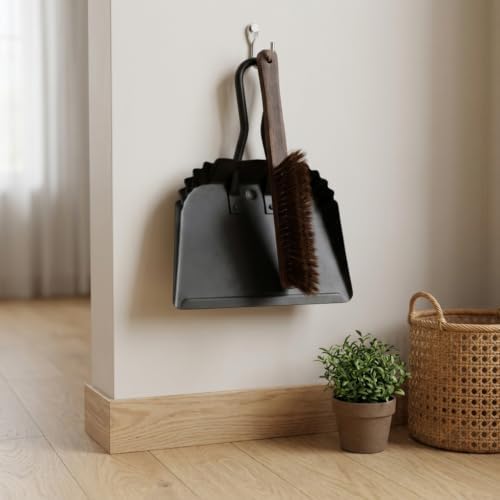 Dust Pan and Brush Set, Handheld Angled Dustpan and Wooden Broom Set, - Image 6