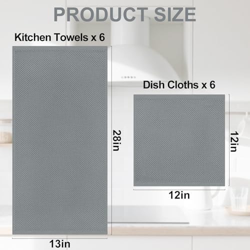 Homaxy 12 Pack 100% Cotton Kitchen Towels and Dishcloths Set - Image 4