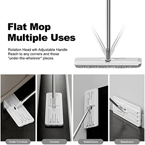 BOSHENG Mop and Bucket with Wringer Set, Flat Floor Mop and Bucket, with 2 Mops - Image 4