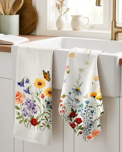 Miss Adola Flour Sack Kitchen Towels Set of 4, Retro Flower - Image 2