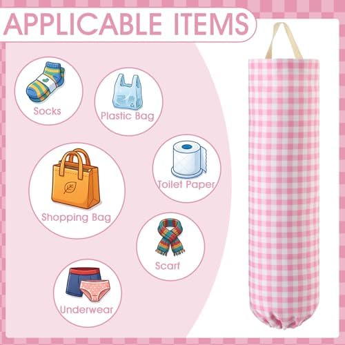 Gingham Plastic Bag Holder for Grocery Bag - Image 3