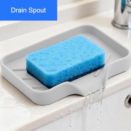 Sponge Holder with Drain Spout for Kitchen Sink, Dish Sponge Tray - Image 2