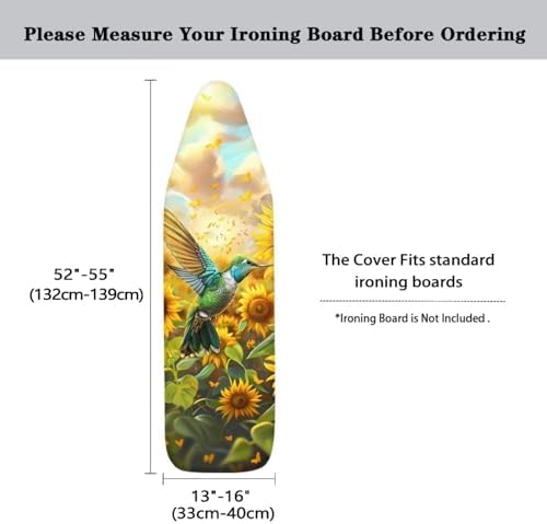 GLENLCWE Green Hummingbird Sunflower Ironing Board Cover and Pad, 15x54 Inch - Image 5
