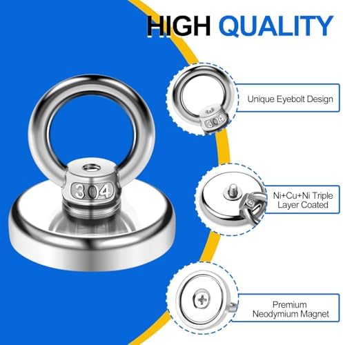 DIYMAG Magnetic Hooks with Countersunk Hole Eyebolt 60LBS 20Pack - Image 3