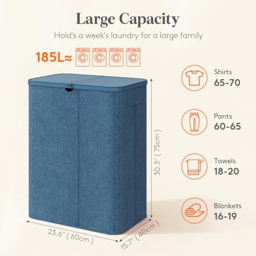 Lifewit 185L 3 Section Laundry Hamper - Image 2