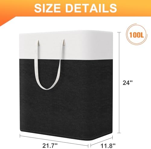 TasticTotes Laundry Basket 3-Pack, Laundry Hamper, 100L-Black - Image 2