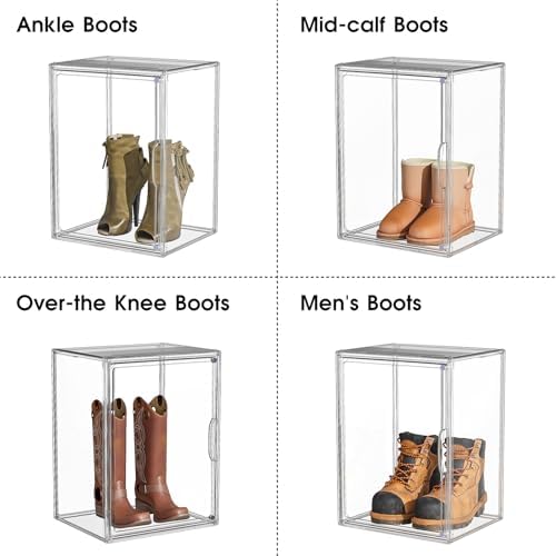 Boot Storage Organizer Tall Boots Boxes 3 Pack Clear Plastic Stackable Boot - Image 3