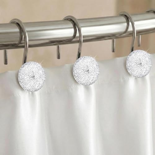 Clear Bling Shower Curtain Hooks: Christmas Bathroom Curtain Rings by PopKozzi