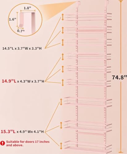 Moforoco Pink 9-Tier Over The Door Pantry Organizer, Pantry Organization and - Image 2