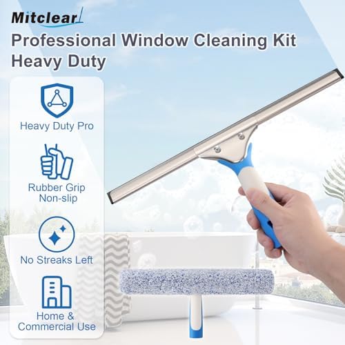 Mitclear Window Cleaning Kit 14IN Squeegee & Scrubber - Image 2