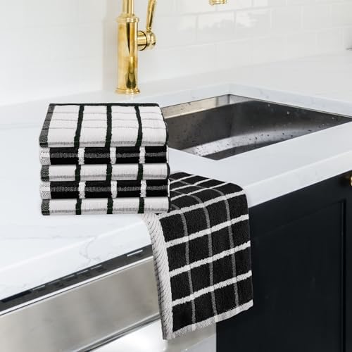 Urban Villa Kitchen Towels Cotton Dish Towels 12”x12” Black White - Image 6
