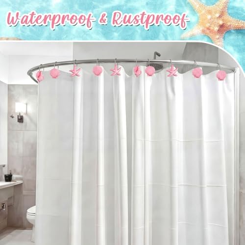 Sliner 12 Pcs Seashell Shower Curtain Hooks Decorative Shower Curtain Hooks - Image 3
