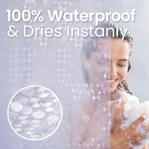LiBa Shower Curtain Liner PEVA Waterproof, 72x72 Clear Bubbles 12 Rings - Image 5