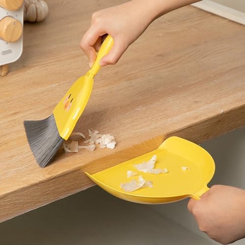 1Pc Small Dust Pan and Brush Set, Cute Yellow Mini Broom and Dustpan Set - Image 6