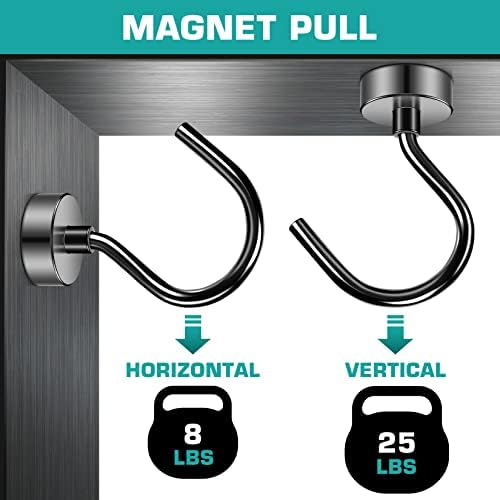 Grtard 10 Pack Black Magnetic Hooks, 25lbs Heavy Duty Magnet Hooks - Image 5