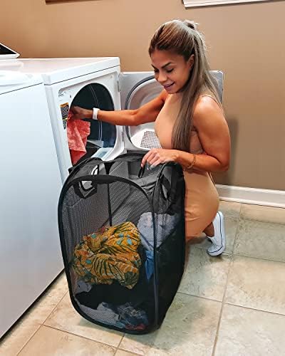 HOUSE AGAIN Strong Mesh Pop Up Laundry Hamper, 70L Collapsible Laundry Basket - Image 6