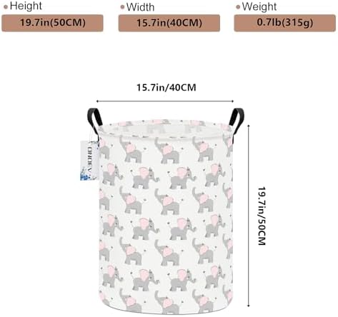 Round Elephant calf Laundry Hamper Waterproof Fabric Home Storage - Image 2